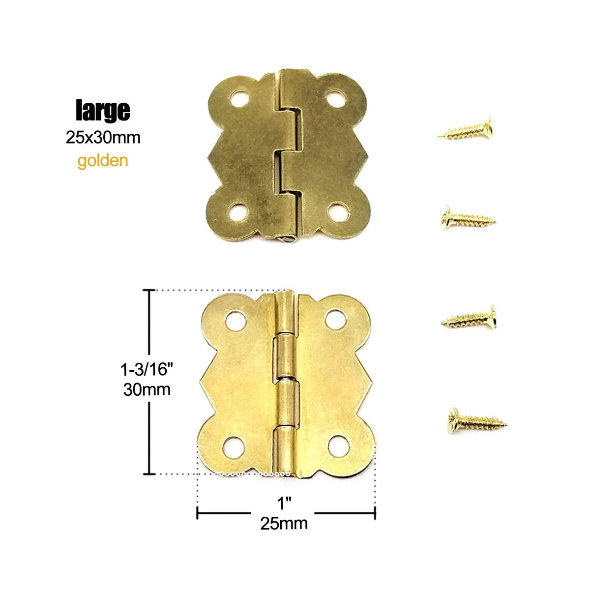 12pcs Mini Butterfly Shape Jewelry Chest Gift Wine Wooden Box Case Furniture Dollhouse Door Hinge with Screw 17x20 20x25 25x30mm