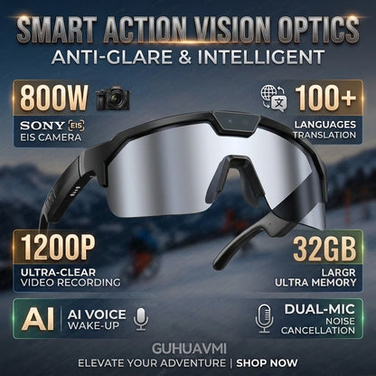 2026New AI Smart Glasses ChatGPT 1200P Camera 30MP Anti-shake Cycling Video&Photo Sport Sunglasses DualMic 4GB Windproof Goggles