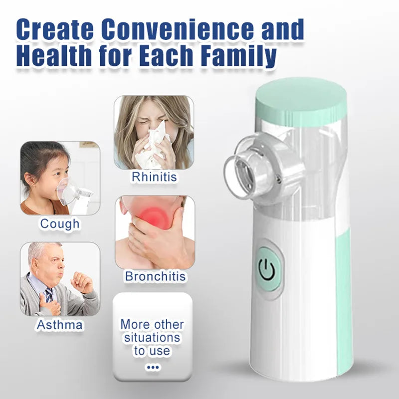 Mini Medical Nebulizer Handheld Nebulizers Ultrasonic Atomizers Portable Mute Asthma Inhaler for Adults Children Nebulizador
