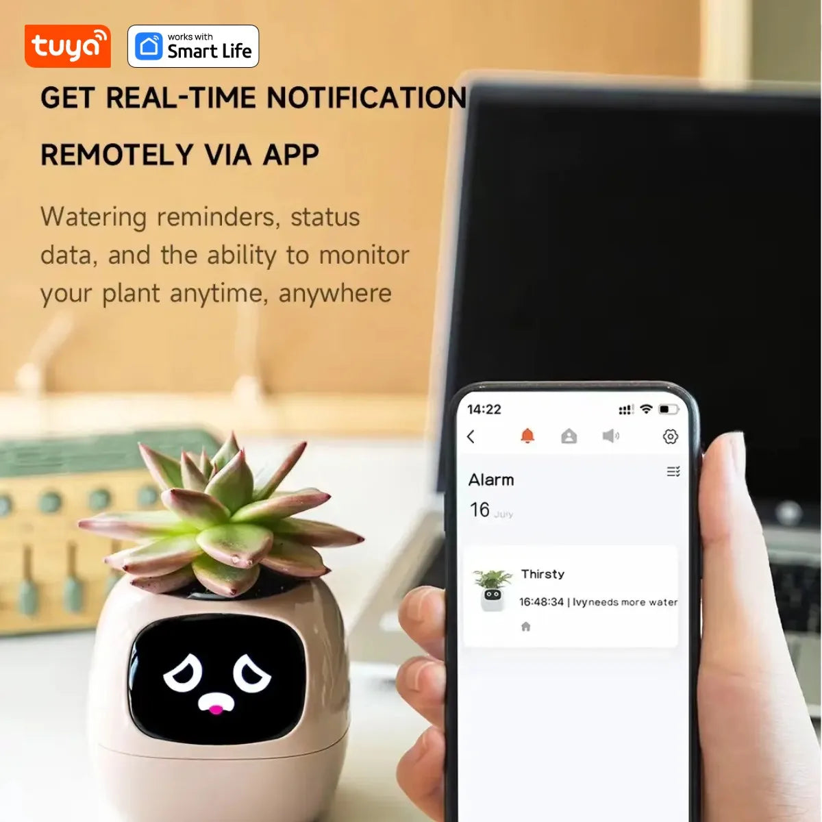 Gen1 Tuya Ivy Smart Planter,Endless Fun Over 49 Rich Expressions,7 smart sensors,AI Chips Make Raising Plants Easy and Fun