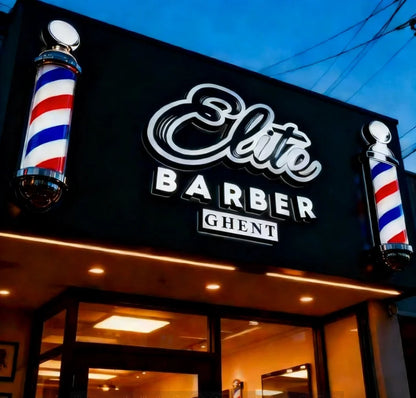 Custom 3D Halo‑Lit Metal Logo Sign Illuminated Letters For Barber Shop Hair Salon Commercial Storefront Business Signage Outdoor