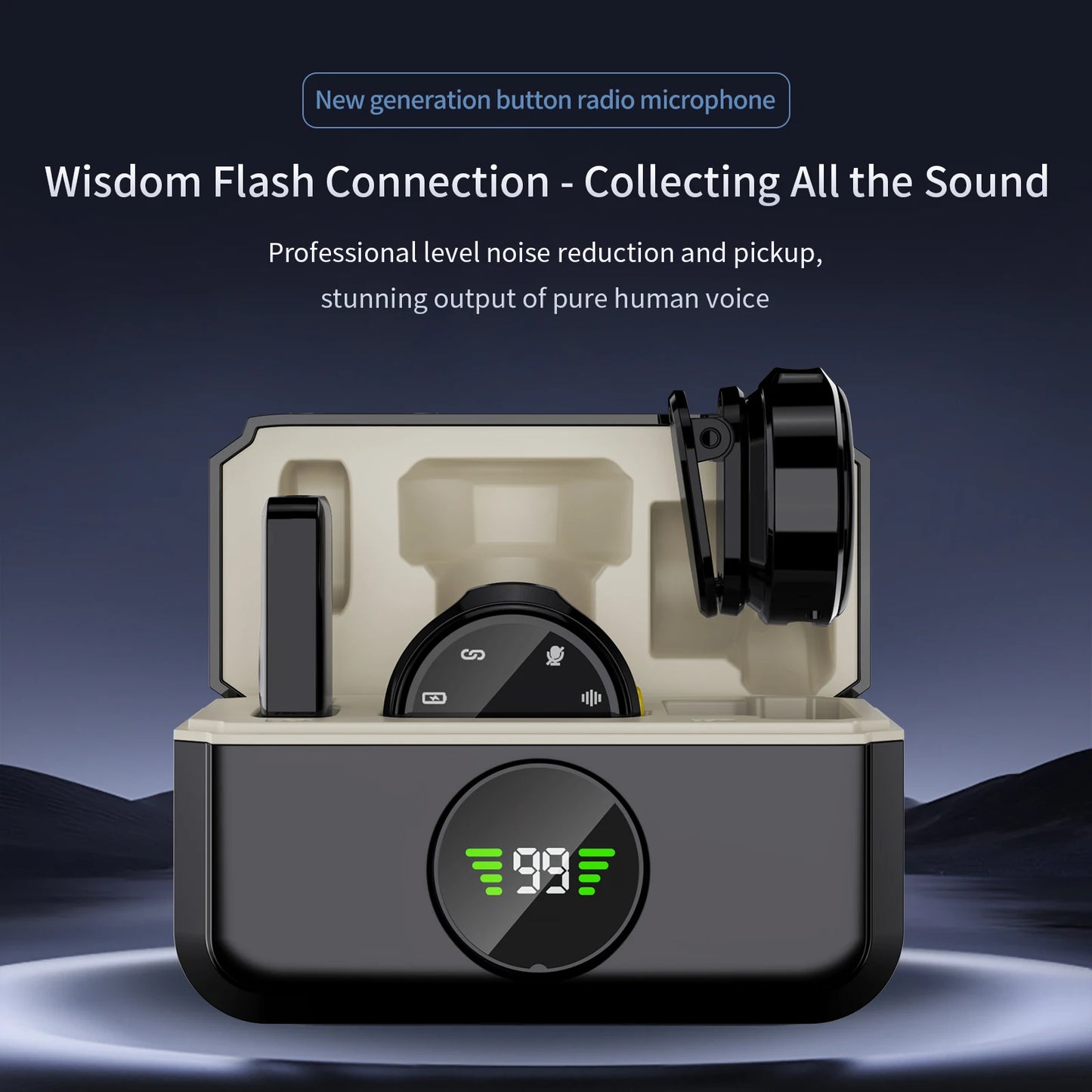 Wireless Lavalier Microphone Set for iPhone Android Dual Omnidirectional Condenser Lapel Mic Noise Canceling for Video Recording