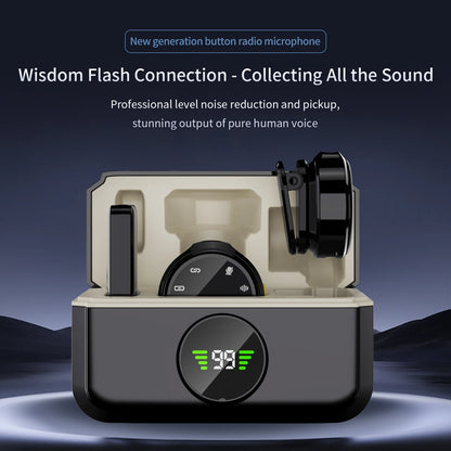 Wireless Lavalier Microphone Set for iPhone Android Dual Omnidirectional Condenser Lapel Mic Noise Canceling for Video Recording