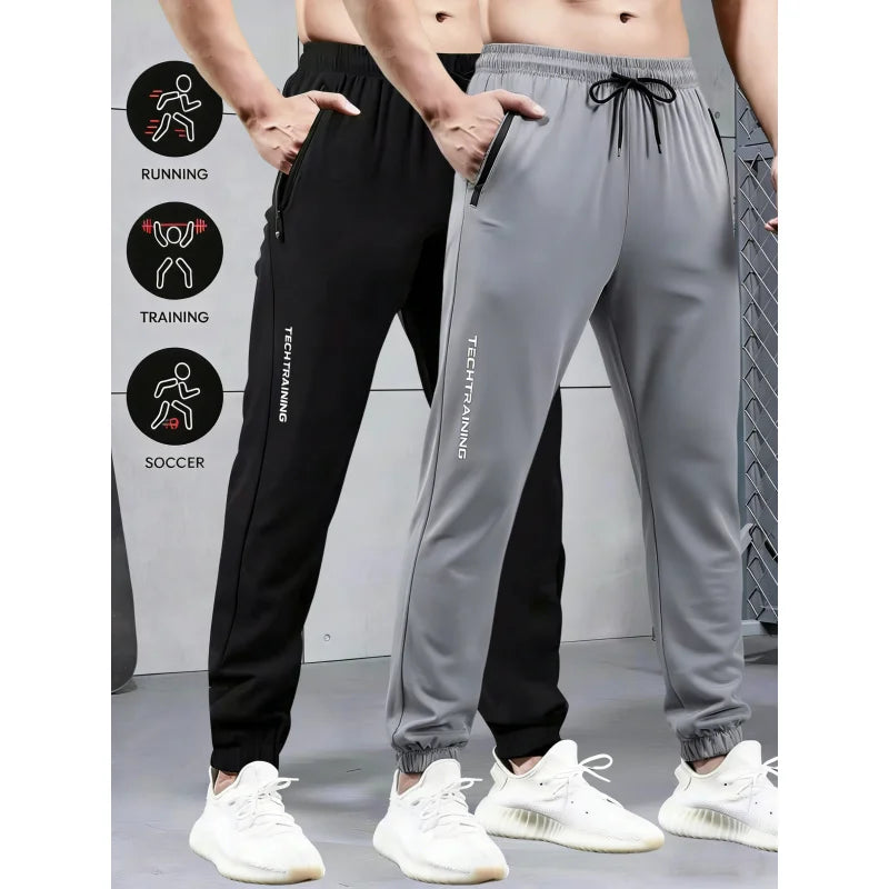2-Piece Summer Breathable Ultra Thin Men's Stretchy Sweatpants Casual Joggers For Workout Outdoor Wear