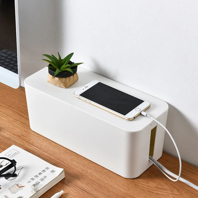 Cable Storage Box Power Board Wire Management Socket Strip Wire Case Dust Charger Socket Organizer Network Bin Charger