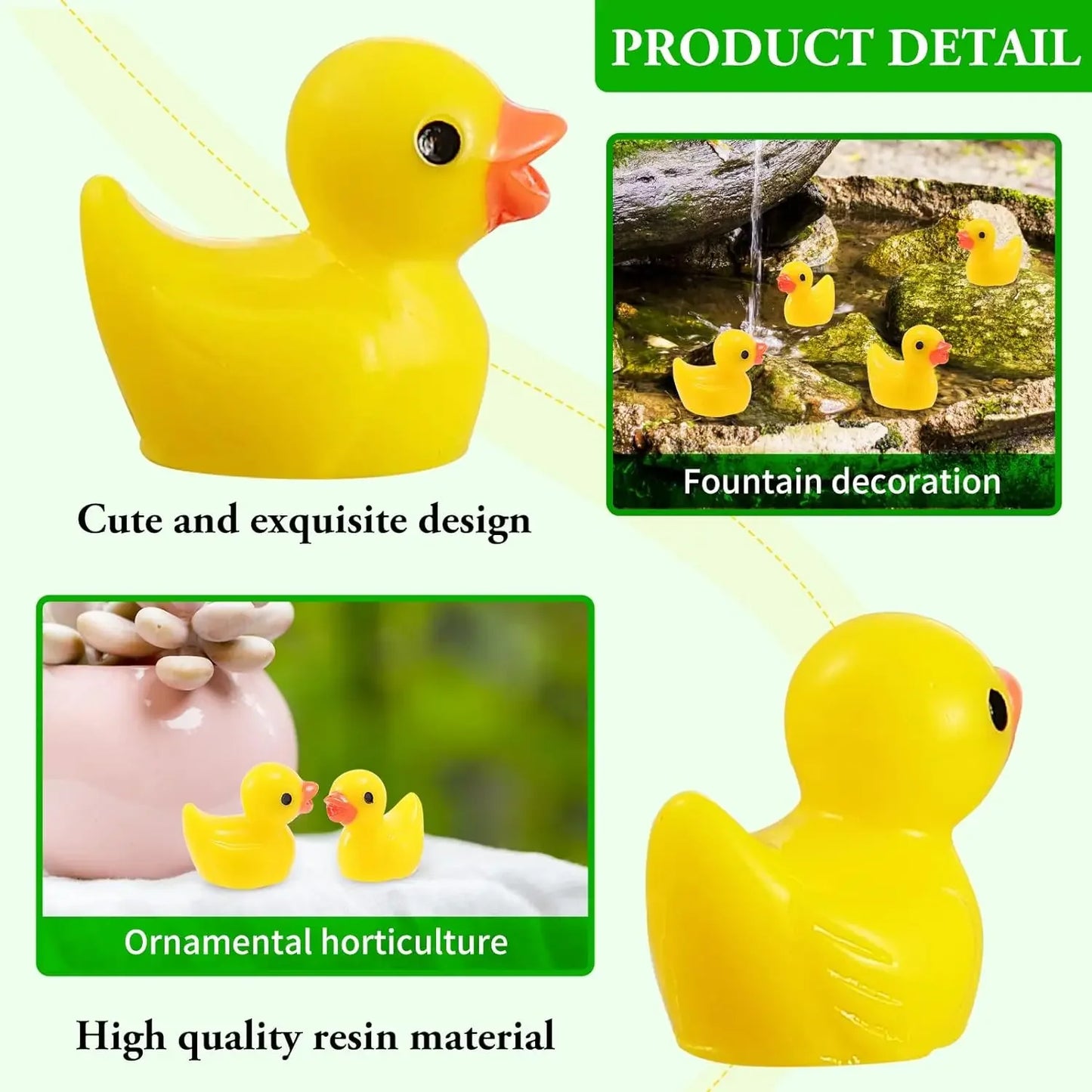 100/50Pcs Resin Mini Duck Miniature Figurines Ornaments Decor Yellow Animal Garden Crafts Tiny Duck Landscape Plants Fairy