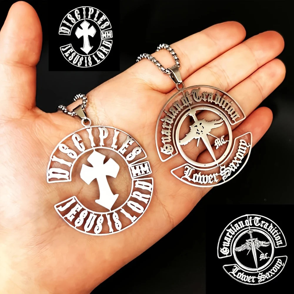 Personal Design Men's Pendant Necklace Custom Company Club Logo image Stainless Steel Thick Chain Necklace Birthday Jewelry Gift