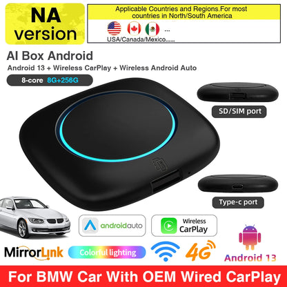 For BMW ID6 ID7 ID8 ID9 Wireless CarPlay AI Box for Wireless CarPlay Android Auto Intelligent Android 13 System 4+64GB 8+256GB