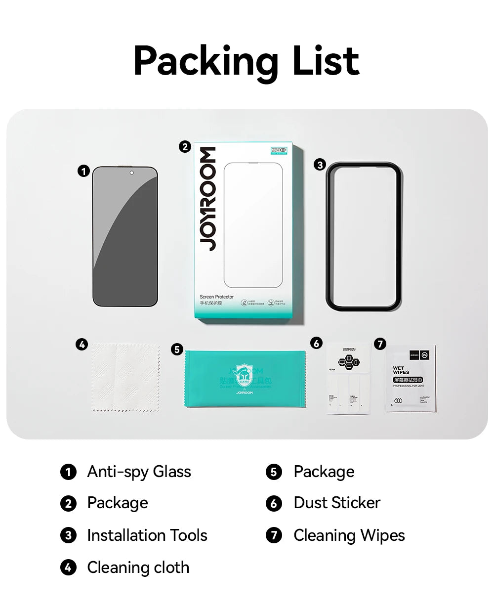 Joyroom 1/2 sztuki Do iPhone'a 17 Pro Max Szkło Antyszpiegowskie Ochronne Szkło Prywatyzujące Do iPhone'a 17 Pro 17 Air Szkło Hartowane