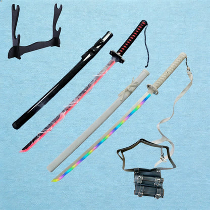 40inch Kurosaki Ichigo Katana Bleach Real Size LED Mist Katana Smoke Effect Modes Anime Cosplay Prop Knife Unsharp Toy Gift