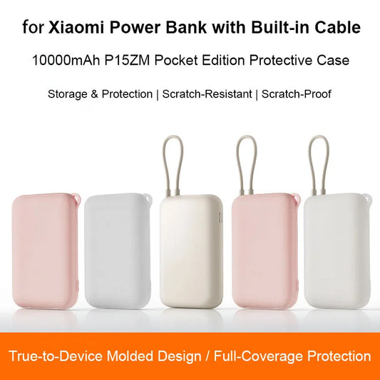 Shockproof Silicone Case for Xiaomi Built-in Cable Power Bank 10000mAh P15ZM Dustproof Protective Power Bank Case