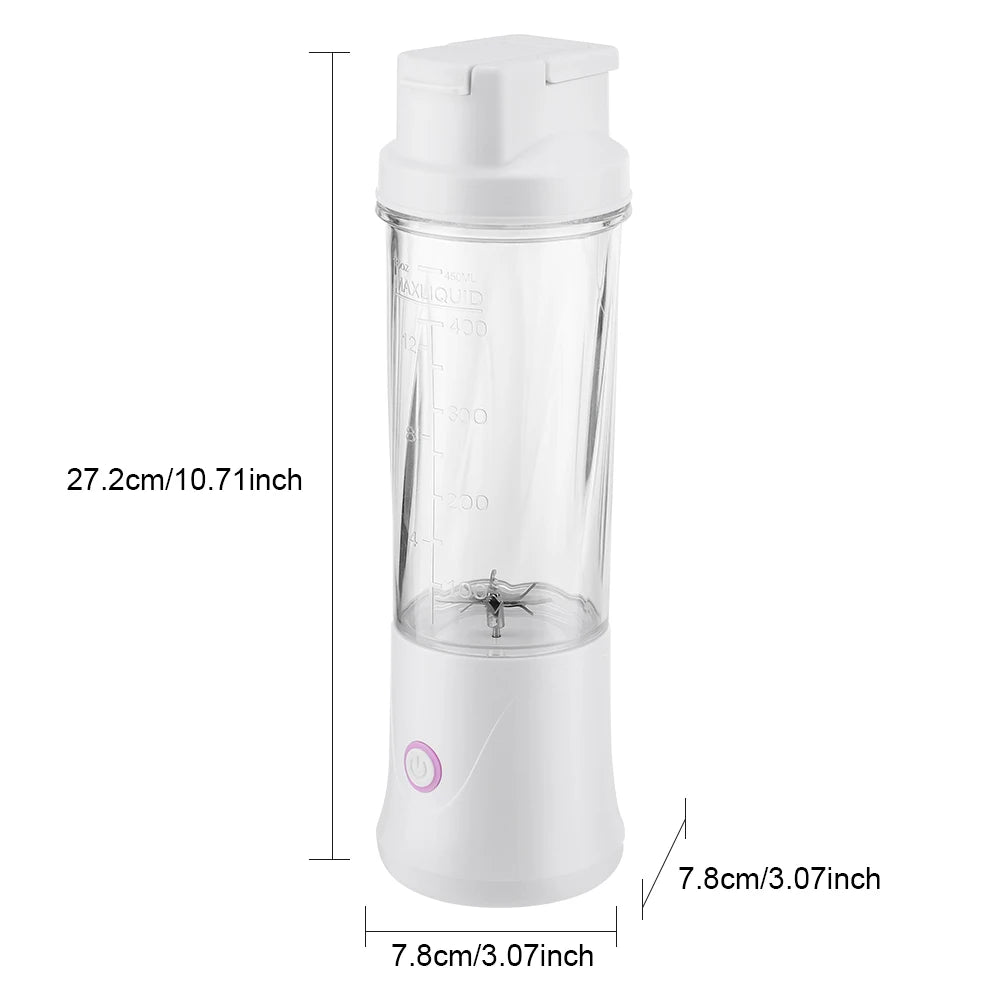 Portable Fruit Juicer Mini Blender 450ML Electric Juice Cup 12 Blades Rechargeable Blender For Shakes And Smoothies Ice Crusher