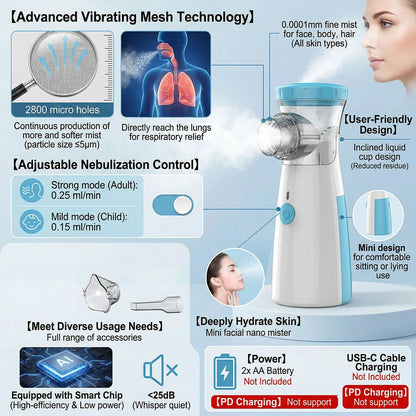 Medical Silent Mesh Nebulizer Handheld Asthma Ultrasonic Inhaler Atomizer For Adults Children Health Care Mini Healthy Humidifie