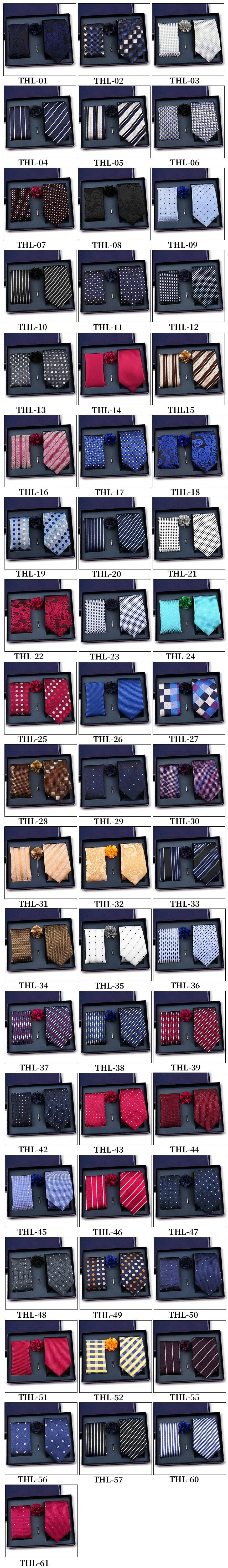 Elegant Ties For Men Classic Paisly Neck Tie Pocket Square Brooch Set With Gift Box Mens Business Wedding Suit Accessories