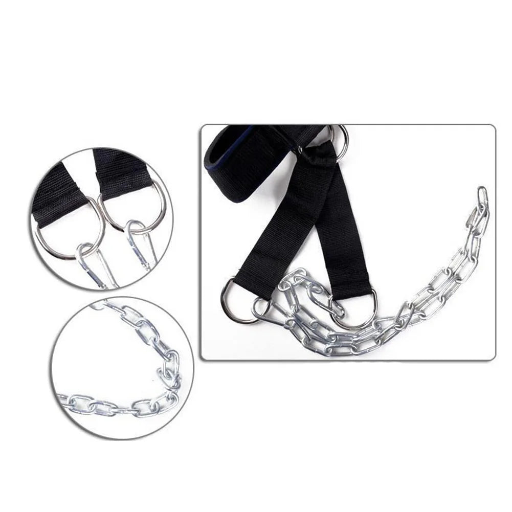 Gym Fitness Weight Bearing Cap Adjustable Neck Harness with Steel Chain Neck Trainer Neck Muscle Power Training