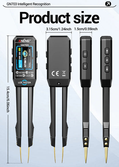 ANENG GN703 Smart Tweezers LCR Meter Professional SMD ESR Test Capacitance Resistance Inductance Digital LCR Bridge Calibration