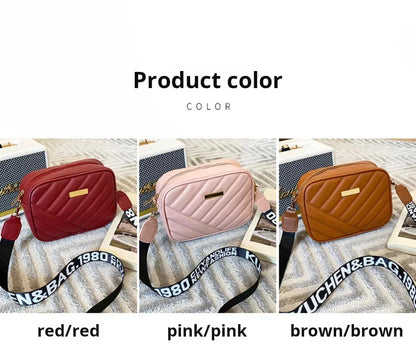 Shoulder Bag High Quality Women's PU Rolling Strip Camera Bag Shoulder Bag Mobile Phone Bag Casual Crossbody Bag