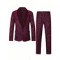 KIDWHXR Man Suit Outfit Patchwork Turn Down Collar Blazer Male Straight-leg Pant Men Slim Sequins Wedding Stage 2-piece Set