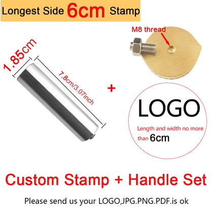 Custom Brass Stamp For Leather, Leather Branding Iron, Custom LOGO Text Leather Embossing Tool, Cold Press Handle Leather Stamp,
