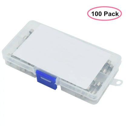 100pcs 5x20mm Quick Blow Glass Tube Fuse Assorted Kit Amp 0.2A 0.5A 1A 2A 3A 5A 8A 10A 15A 20A 250V with Storage Box