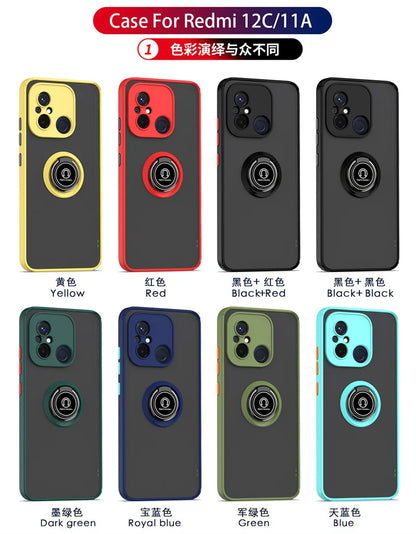 Funda For Xiaomi Redmi 12C 4G Case Armor Magnetic Holder Ring Bracket Case For Redmy 12C 12 C Redmi12C Matte Hard PC Back Cover