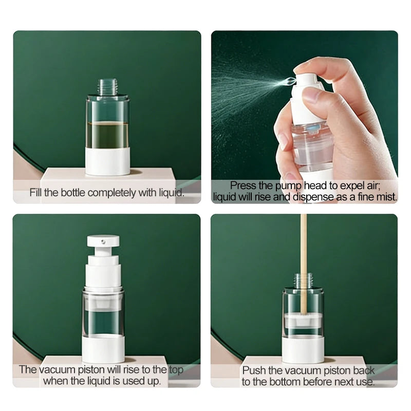 15/30/50/100ML Clear Airless Cosmetic Cream Pump Bottle Refillable Vacuum Dispenser Spray Lotion Bottle for Travel Makeup Contai