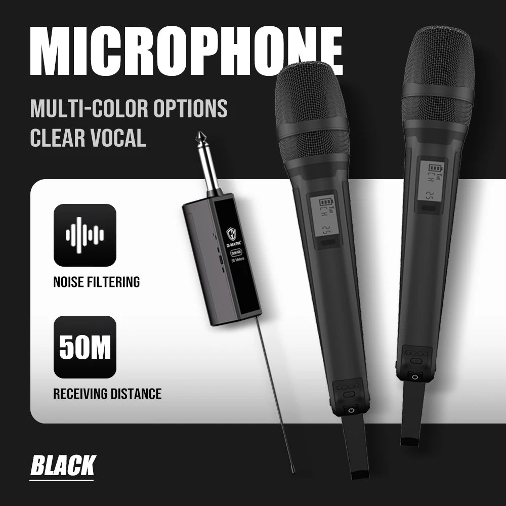 Wireless Microphone G-MARK SKM9000 Professional 2 Channels UHF Frequency Adjustable Metal Handheld Mic For Party Show Teaching