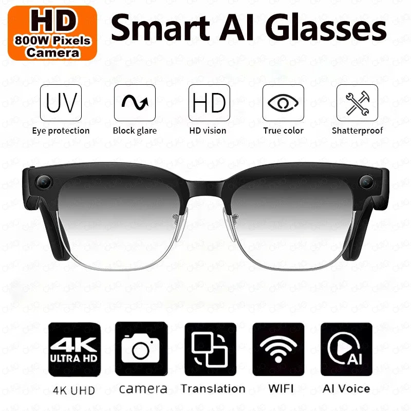 W630 800W HD Smart Glasses for Men And Women AI Intelligent Translation WiFi Transmission Photo & Video Recording Glasses