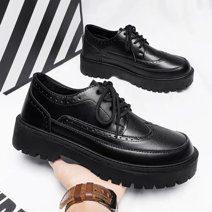 Hong Kong Style Men's Oxford Shoes Black Business Wedding Shoes Men's Leather Shoes Classic Business Formal Men's Prom Shoes