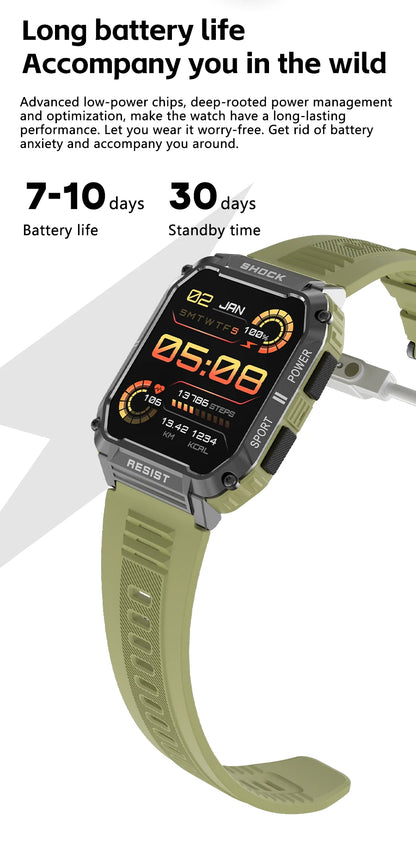 LIGE nowy wytrzymały wojskowy smartwatch z połączeniami Bluetooth dla mężczyzn 1,95" ekran HD 100+ trybów sportowych monitorowanie zdrowia Smartwatch dla Androida i iOS