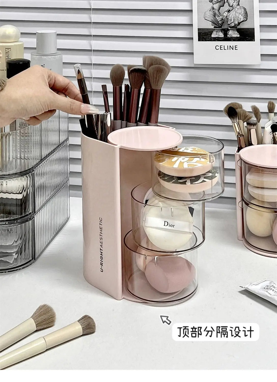 Hair Accessories Organizer Acrylic Storage Box Clear Hair Tie Organizer for Headband Makeup Brush Holder Desk Jewelry Organizer