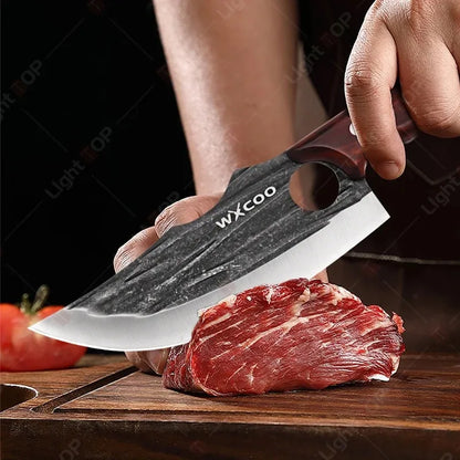 WXCOO Forged Butcher Knife Fish Boning Knife DIY Kitchen Stainless Steel Fruit Slicing Vegetable Chef Wooden Handle BBQ Cooking