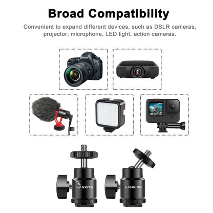 Lanxire C Clamp Camera Mount Clamp with 1/4" Screw Mini Ball Head for Camera, Gopro, Insta360, Flash Light, Monitor, Microphone