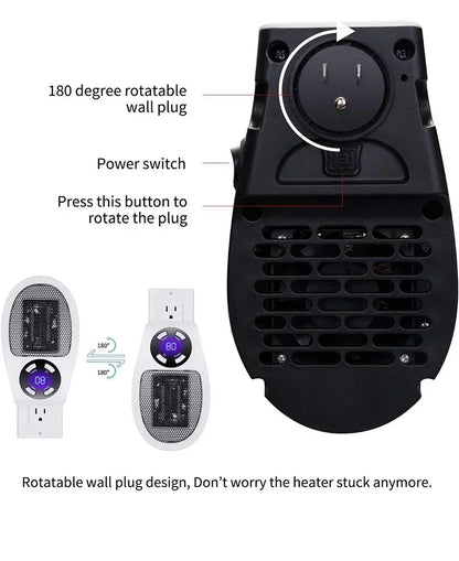 Portable Electric Heater Mini Radiator Plug in Wall Home Appliance with Remote Control Fast Heating Hand Warmer for Room Desktop