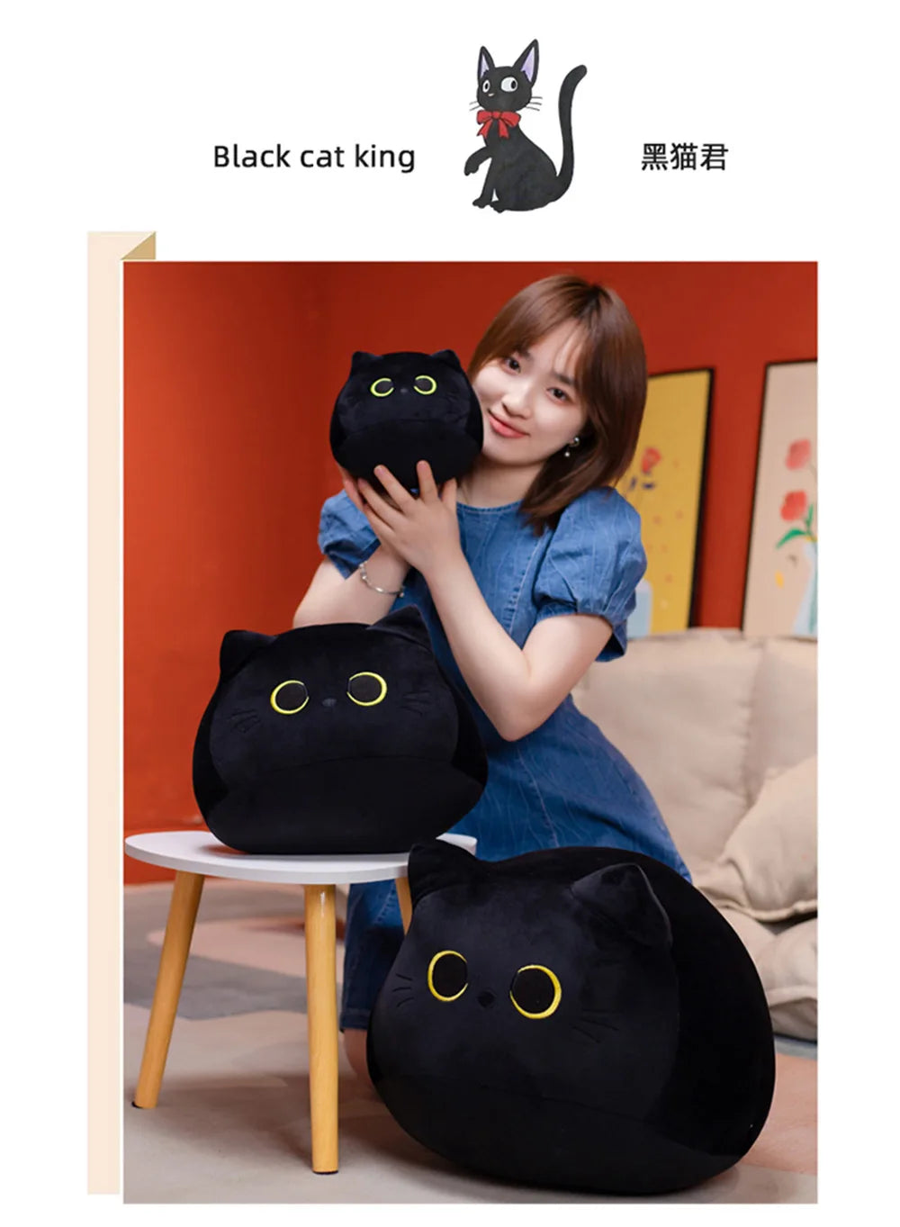 10/30CM Cute White Black Cat Plush Toys Soft Pillow Kawaii Kitten Cat Cartoon Stuffed Animals Cushion Decoration Pendant Gift