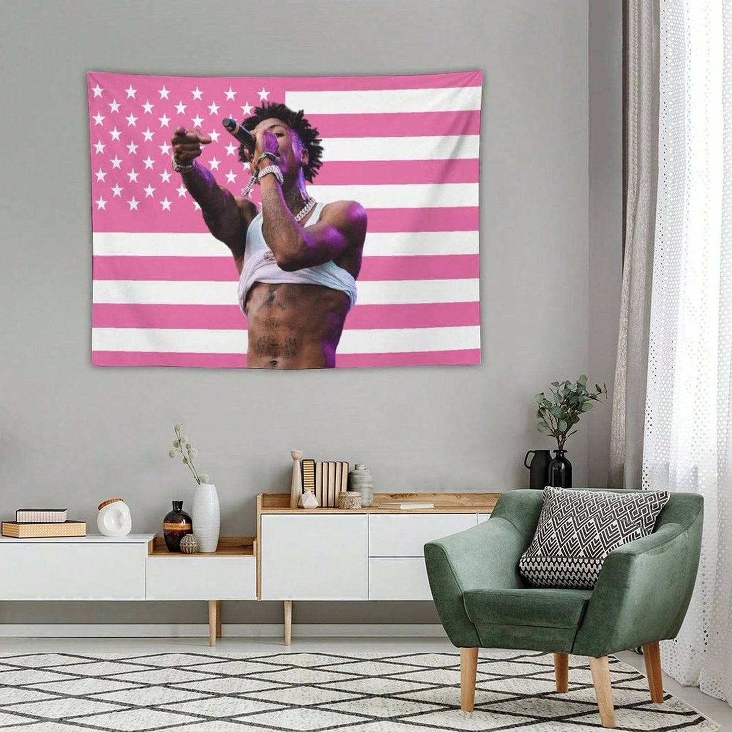 YoungBoy Rapper Tapestry, Music Art Poster Flag for Room Aesthetic, Bedroom, Living Room, Home Office, Dorm & Party Decor