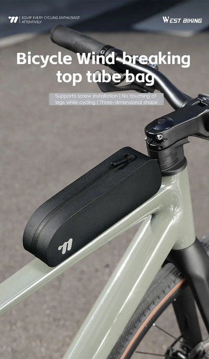 WEST BIKING Bicycle Top Tube Bag Aerodynamic Low Drag Fit Bike Frame Zip Bag Waterproof Wind-breaking Ultralight Cycling Bags