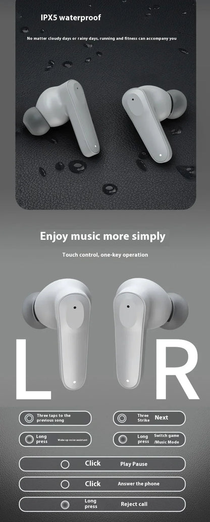 Wireless Earphones Bluetooth HD Call Headphones for Xiaomi True Stereo Sound Headset Sport Game Music In Ear Earbuds With Mic