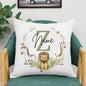 Animal with Name Pillow Case Personalized Pillow Dust Cover Bedroom Kids Wild Party Decoration Pillowcase Birthday Children Gift