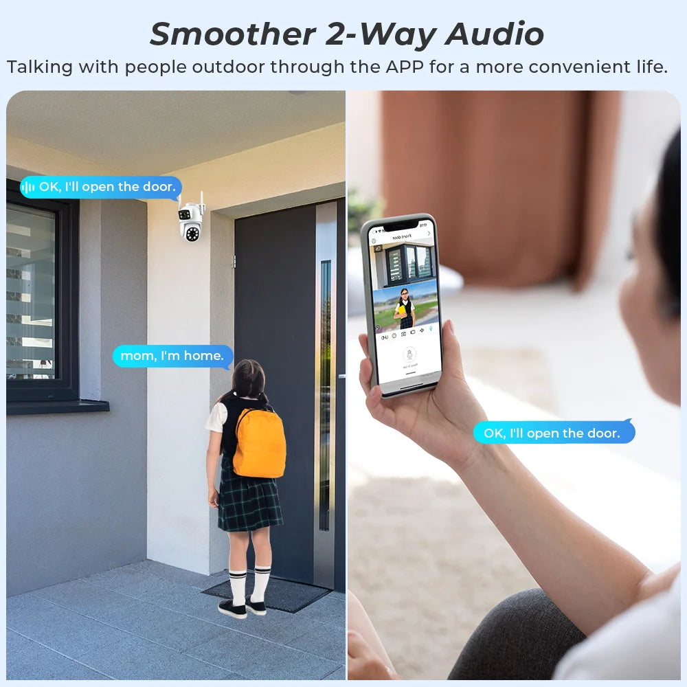 4K 8MP PTZ WIFI Camera Dual Lens Dual Screen 4X Digital Zoom IP Camera 10MP HD Auto Tracking Outdoor CCTV Surveillance O-KAM Pro