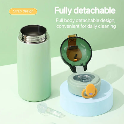 Ladies Insulated Cup With Straw Pop Up Lid Portable Minimalist Water Bottle Couple Vacuum Mug For Daily Use