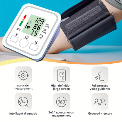 Electric Tonometer Arm Blood Pressure Monitor Digital Heart Beat Rate Pulse Meter Backlight Automatic Home Blood Pressure Meter