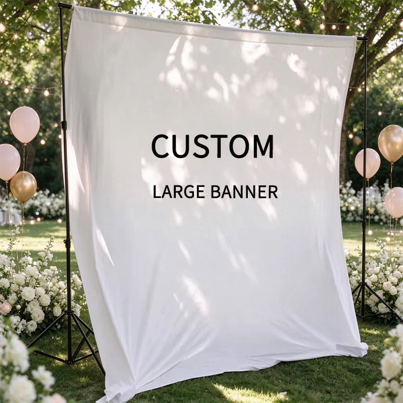Custom Large Photo/Text/Logo Banner with a Rod Pocket, Ideal for Parties, Birthdays, Weddings - Extra-Large Flag as Backdrop