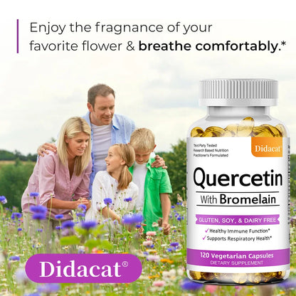 Quercetin with Bromelain Supplement, Enhance Immunity Respiratory, Antioxidant and Help Maintain Cardiovascular Health