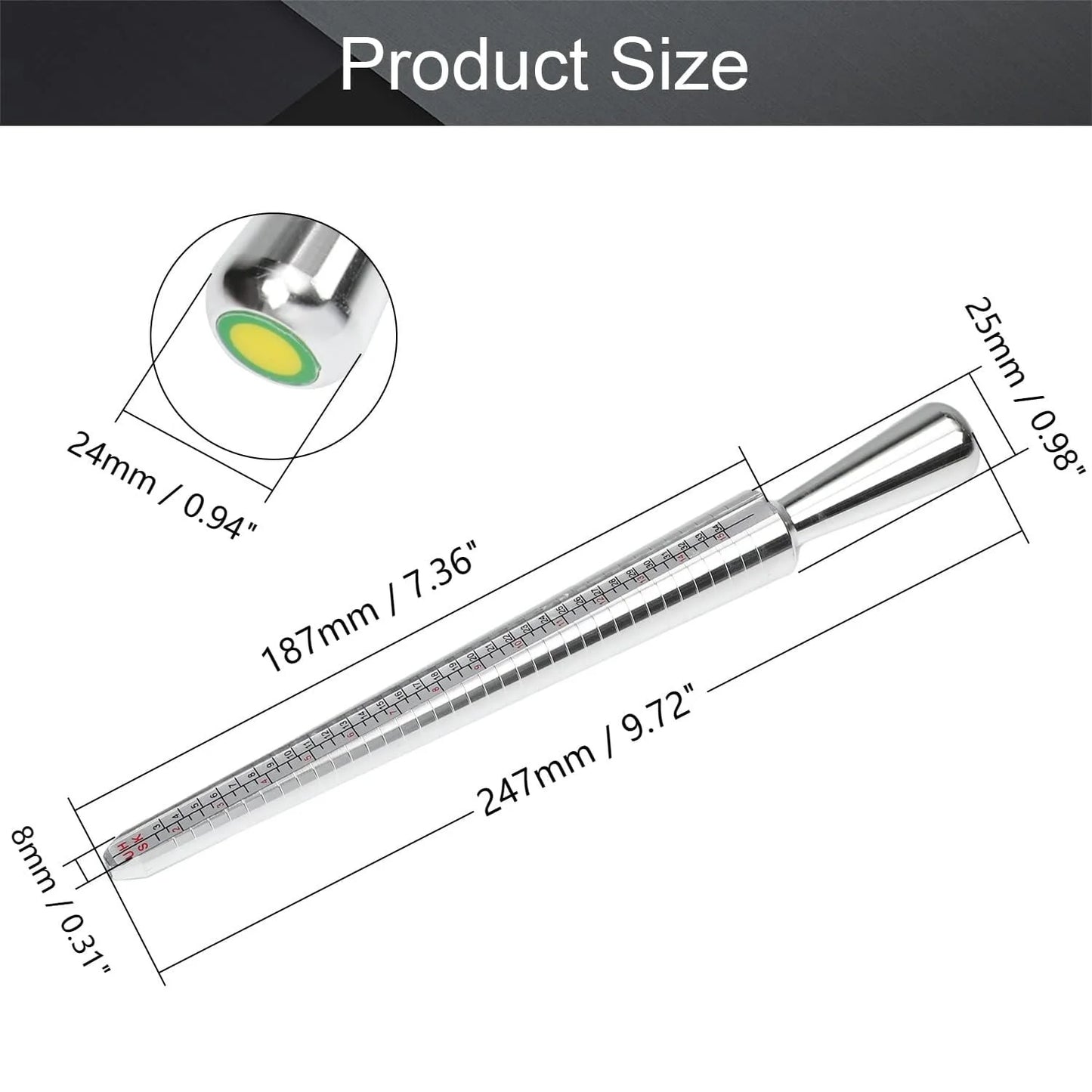 4 Scale Ring Sizer Gauge US/EU/HK/JP Aluminum Alloy Finger Measuring Tool for Jewelry Making Men and Women