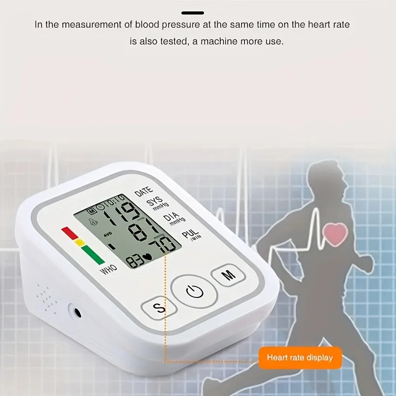 Digital Arm Blood Pressure Meter 32cm Cuff Medical Automatic Pressure Tonometer Tensiometer Baumanometer for High-Precision Home
