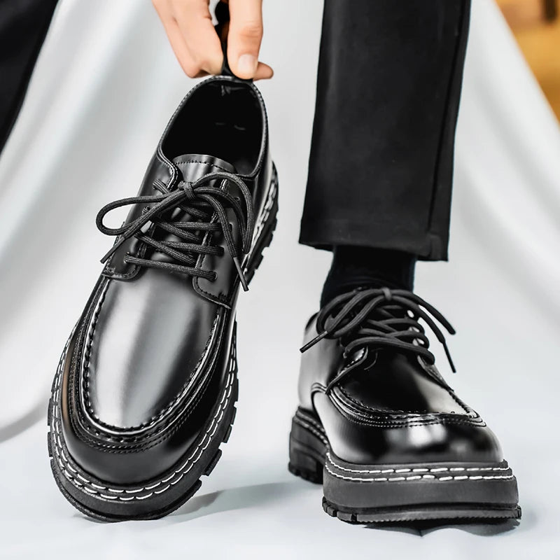 Men's Casual Loafers Black Fashionable Dress Shoes Elegant Formal Footwear Comfortable Slip-On Footgear