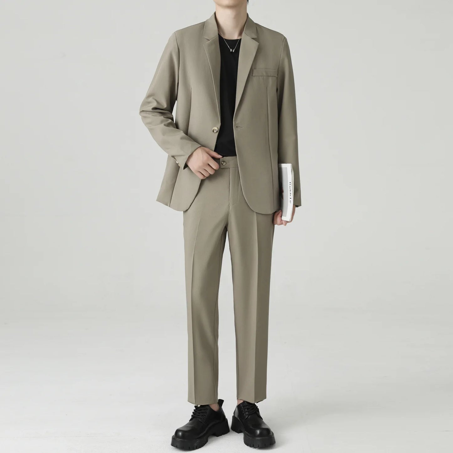 Suits Men's Fashionable Banquet Solid-color Dance Host Casual Wedding Banquet Dress Performance Korean-style Rugged Smart Suit