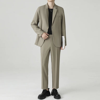 Suits Men's Fashionable Banquet Solid-color Dance Host Casual Wedding Banquet Dress Performance Korean-style Rugged Smart Suit
