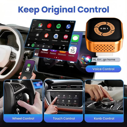 4in1 Wireless CarPlay Dongle Wireless Android Auto Adapter AI Smart Box Car Intelligent Systems For Car With Wired CarPlay